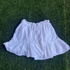 White cotton ruffle skirt with drawstring waist